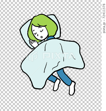 昼寝をする女性のイラスト 昼寝をする女性のイラスト 72411378