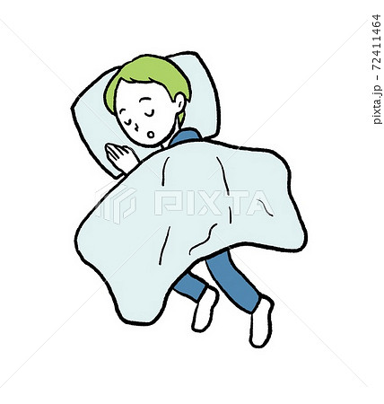 昼寝をする男性のイラストのイラスト素材
