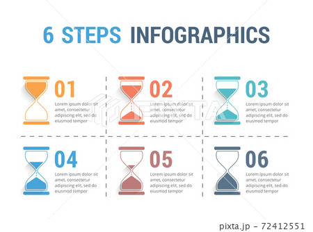 6 Steps Infographics with Hourglass 72412551