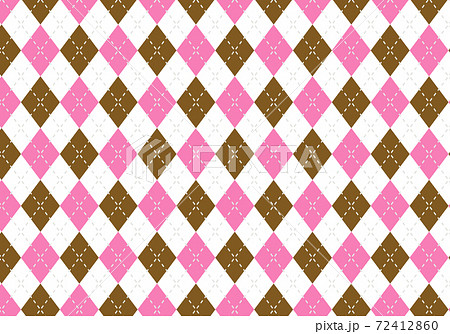 背景素材 アーガイルチェック柄10 バレンタイン 茶色とピンク のイラスト素材