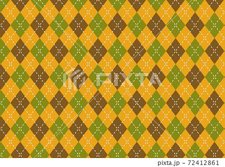 背景素材 アーガイルチェック柄09 秋 緑と茶色と黄色 のイラスト素材