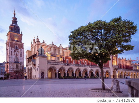 Krakow attractions in market square in the evening. Symbol of Krakow, Poland Europe. Krakow attractions in market square in the evening. Symbol of Krakow, Poland Europe. 72412970
