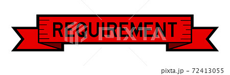 Vintage ribbon banner in red color with word requirement on white background 72413055