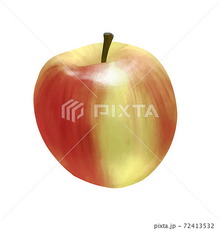 水彩風 リアルな赤りんご 線画なしのイラスト素材