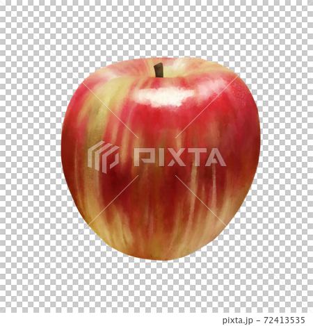 水彩風 リアルな赤リンゴ 線画なしのイラスト素材