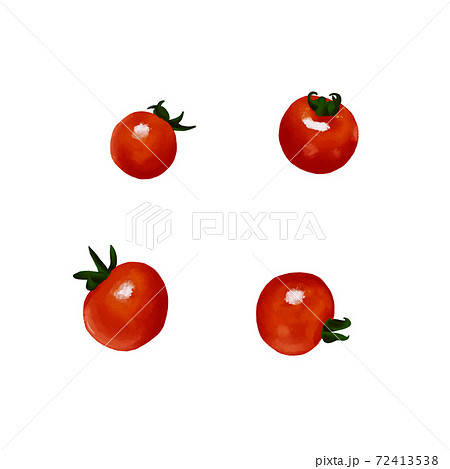 リアルな赤色のプチトマト 線画なしのイラスト素材