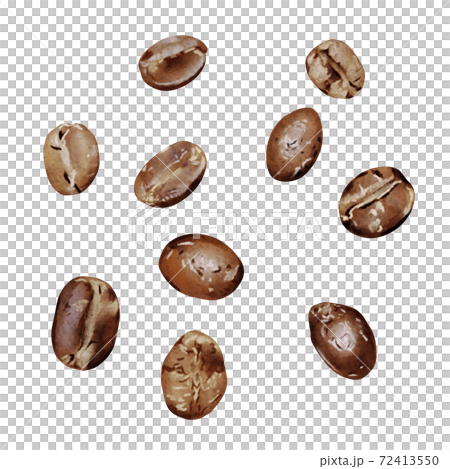 リアルなコーヒー豆10粒 線画なしのイラスト素材