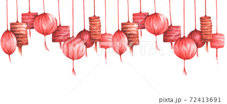 Watercolor tradition chinese lantern background. Watercolor tradition chinese lantern background. 72413691