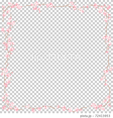 華やかな桜の枝のフレームベクターイラスト 72413953
