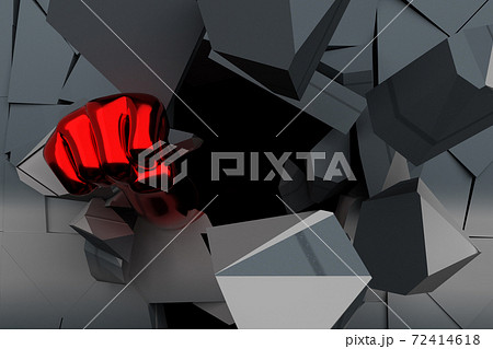 拳で壁を突き破るシーンの3Dイラスト 拳で壁を突き破るシーンの3Dイラスト 72414618