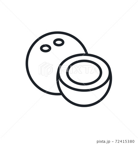 Coconut icon. Vector linear icon, contour, shape, outline isolated on a white background. Thin line. Modern minimalistic design. Fruits. 72415380