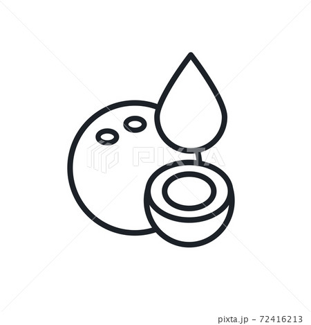 Coconut milk icon. Vector linear icon, contour, shape, outline isolated on a white background. Thin line. Modern minimalistic design. Fruits. 72416213