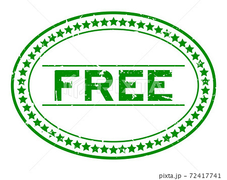 Grunge green free word oval rubber seal stamp on white background 72417741