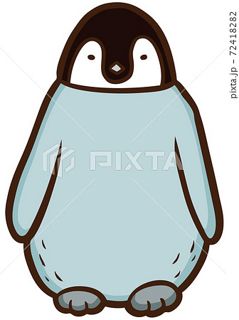 正面を向いているコウテイペンギンのヒナのイラストのイラスト素材 7241