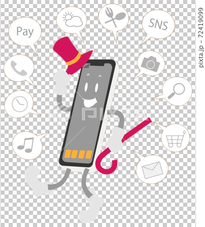 Illustration of a smartphone that masters various functions 72419099