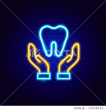 Hands Holding Tooth Neon Sign Hands Holding Tooth Neon Sign 72419233