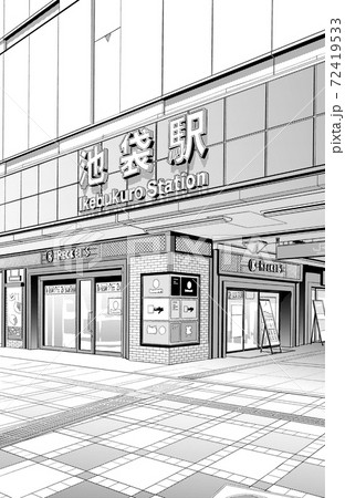 漫画風ペン画イラスト 繁華街_街並 漫画風ペン画イラスト 繁華街_街並 72419533