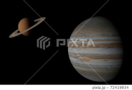 美しい木星と土星 3dレンダリングのイラスト素材