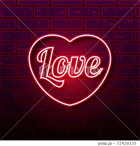 Neon heart on the brick wall, vector Eps 10 72420135