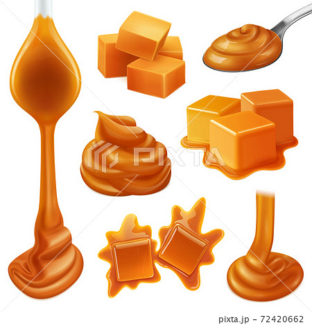Realistic Caramel Candies Icon Set Realistic Caramel Candies Icon Set 72420662