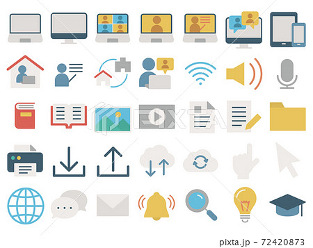 フラットなオンライン学習アイコン 72420873
