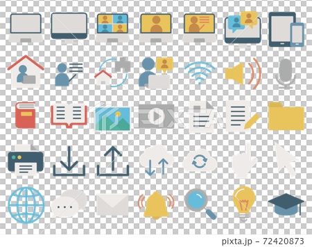 フラットなオンライン学習アイコン 72420873