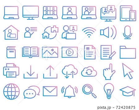グラデーションのオンライン学習アイコン グラデーションのオンライン学習アイコン 72420875