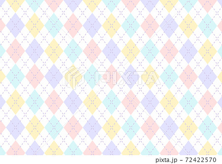 【背景素材】アーガイルチェック柄11　4色（水色＆薄紫＆ピンク＆黄色） 72422570