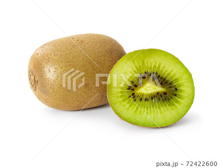 Ripe kiwi fruit and half kiwi isolated on white Ripe kiwi fruit and half kiwi isolated on white 72422600