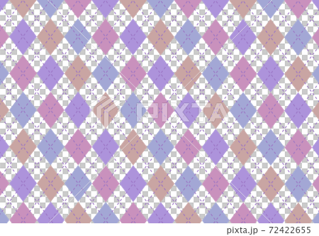 背景素材 アーガイルチェック柄12 秋4色 紫 茶色 赤紫 ブルーグレー のイラスト素材