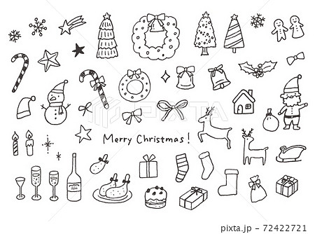 クリスマスにまつわる手描きイラストセットのイラスト素材