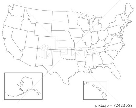 アメリカ合衆国の地図です 白地図です のイラスト素材