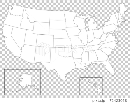 アメリカ合衆国の地図です 白地図です のイラスト素材