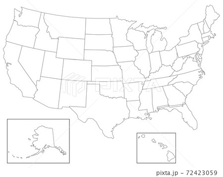 アメリカ合衆国の地図です 線以外は透過してます のイラスト素材