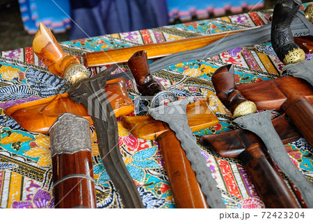 SEREMBAN, MALAYSIA -MAY 01, 2017: Keris is a traditional weapon of the Malay community in Malaysia. Made manually by using the selected iron. The handle is made of wood or ivory. 72423204