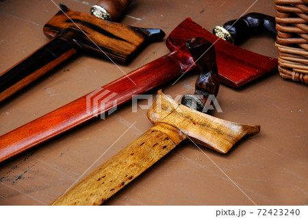 SEREMBAN, MALAYSIA -MAY 01, 2017: Keris is a traditional weapon of the Malay community in Malaysia. Made manually by using the selected iron. The handle is made of wood or ivory. SEREMBAN, MALAYSIA -MAY 01, 2017: Keris is a traditional weapon of the Malay community in Malaysia. Made manually by using the selected iron. The handle is made of wood or ivory. 72423240