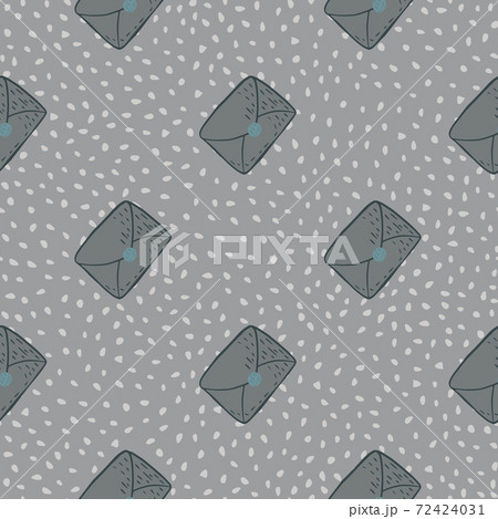 Post card mail seamless doodle pattern in grey colored palette. Dotted background. Post card mail seamless doodle pattern in grey colored palette. Dotted background. 72424031