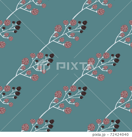 Minimalistic seamless botanic pattern with blackberries. Blue background. Minimalistic seamless botanic pattern with blackberries. Blue background. 72424040