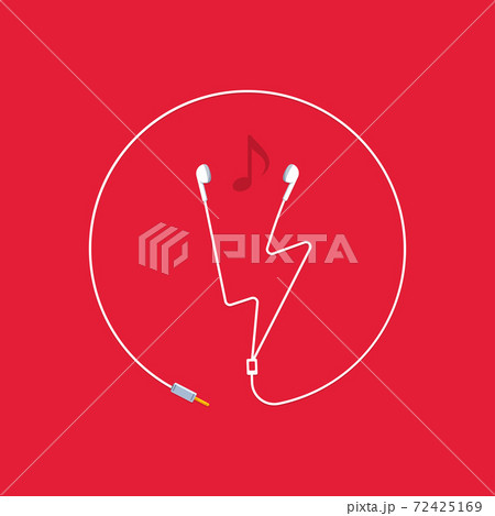 Shape of lightning strike from earphones. Vector Illustration 72425169