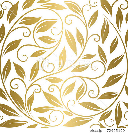 White and gold leaves seamless pattern.  72425190