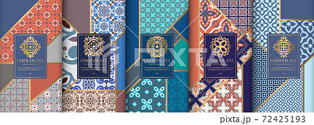Colorful packaging design of chocolate bars. Colorful packaging design of chocolate bars. 72425193
