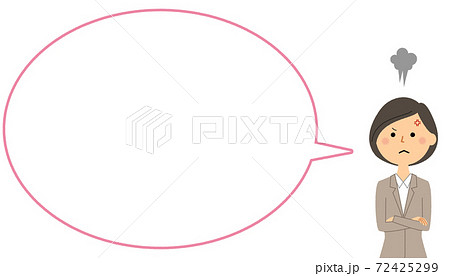 怒るスーツの女性 ふきだし 怒るスーツの女性 ふきだし 72425299