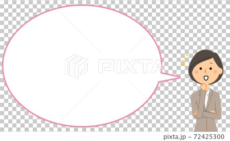気付くスーツの女性　ふきだし 72425300