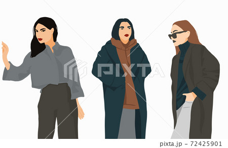 Set of Fashion girls flat minimalistic illustration 72425901