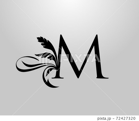 Classic Elegant letter M Floral logo. Vintage drawn emblem for book design, weeding card, brand name, business card, Restaurant, Boutique, Hotel. 72427320