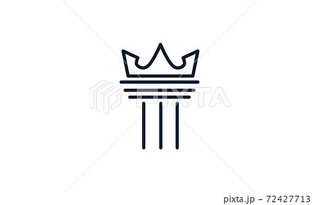 Crown King With Monument Line Outline Logo のイラスト素材