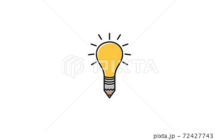 creative pencil with lamp light ideas logo vector icon illustration design 72427743