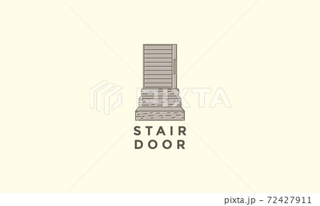 door and  stairs vintage simple  logo vector icon design illustration 72427911