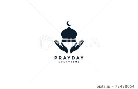 mosque dome with hand pray logo vector icon illustration design 72428054