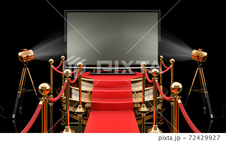 Podium with TV set, 3D rendering 72429927